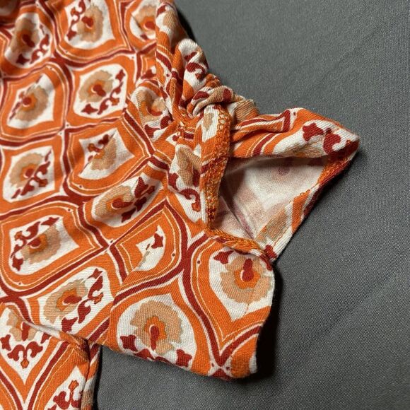 Boden Geometric Print Jersey Knit Puff Sleeve Dress Orange Women's US Size 2 - Picture 4 of 9